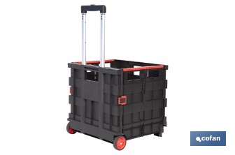 Trolley plegable con asa telescópica | Material: PP | Mango ergonómico | Carga máxima: 25 kg | Compacto y fácil de montar - Cofan
