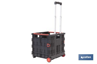 Trolley plegable con asa telescópica | Material: PP | Mango ergonómico | Carga máxima: 25 kg | Compacto y fácil de montar - Cofan