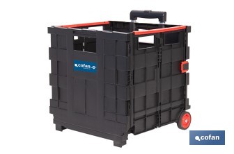 Trolley plegable con asa telescópica | Material: PP | Mango ergonómico | Carga máxima: 25 kg | Compacto y fácil de montar - Cofan