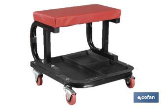 Asiento de trabajo con bandeja inferior | Con medidas en 395 x 390 x 140mm | Fabricada especialmente para trabajos en talleres - Cofan