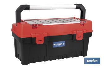 Tool box with organisers, reinforcements and ABS latches | Dimensions: 59.5 x 28.8 x 30.8cm - Cofan