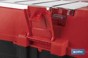 Tool box with organisers, reinforcements and ABS latches | Dimensions: 59.5 x 28.8 x 30.8cm - Cofan