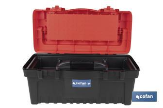 Tool box with organisers, reinforcements and ABS latches | Dimensions: 59.5 x 28.8 x 30.8cm - Cofan