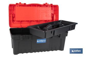Tool box with organisers, reinforcements and ABS latches | Dimensions: 59.5 x 28.8 x 30.8cm - Cofan