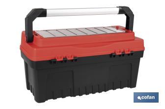 Tool box with organisers, reinforcements and ABS latches | Dimensions: 59.5 x 28.8 x 30.8cm - Cofan