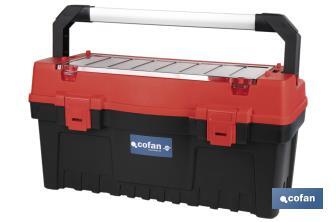 Tool box with organisers, reinforcements and ABS latches | Dimensions: 59.5 x 28.8 x 30.8cm - Cofan