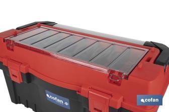 Tool box with organisers, reinforcements and ABS latches | Dimensions: 59.5 x 28.8 x 30.8cm - Cofan