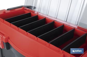 Tool box with organisers, reinforcements and ABS latches | Dimensions: 59.5 x 28.8 x 30.8cm - Cofan