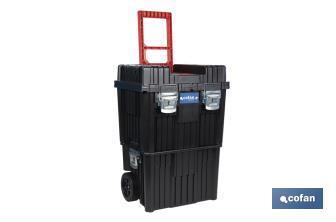 Compact tool box trolley with 2 drawers | Double handle and wheels | Size: 45 x 36 x 64cm - Cofan