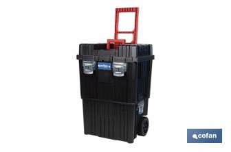 Compact tool box trolley with 2 drawers | Double handle and wheels | Size: 45 x 36 x 64cm - Cofan