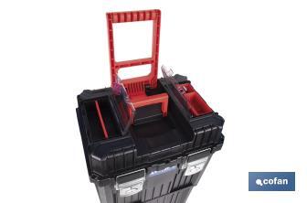 Compact tool box trolley with 2 drawers | Double handle and wheels | Size: 45 x 36 x 64cm - Cofan