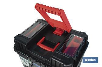 Compact tool box trolley with 2 drawers | Double handle and wheels | Size: 45 x 36 x 64cm - Cofan
