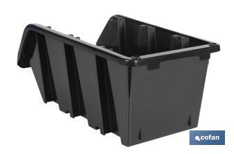 Stackable black storage bin | Easy access to products | Available in different sizes and capacities - Cofan