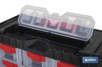Storage bin organiser with 9 compartments for small tools and parts | Available in two different sizes - Cofan