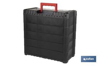 Storage bin organiser with 9 compartments for small tools and parts | Available in two different sizes - Cofan