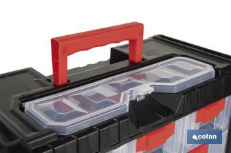 Storage bin organiser with 9 compartments for small tools and parts | Available in two different sizes - Cofan