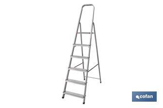 Scala di alluminio per uso domestico da 2 a 8 gradini | Dimensioni: da 0,41 a 2,41 metri di altezza | Normativa EN 131 - Cofan