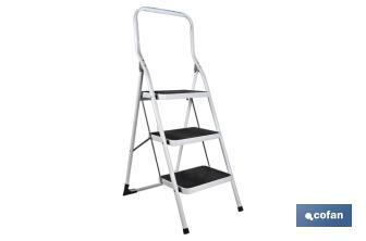 Foldable stepladder | Suitable for domestic use | Available with 2 or 3 steps | Steel - Cofan