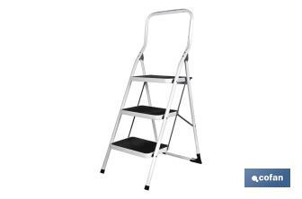 Foldable stepladder | Suitable for domestic use | Available with 2 or 3 steps | Steel - Cofan