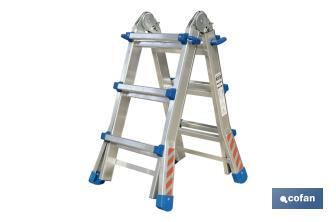 Multi-position Plus ladder | Aluminium | Available with different sizes and rungs | EN 131 Standard | Weight: 150 kilograms - Cofan