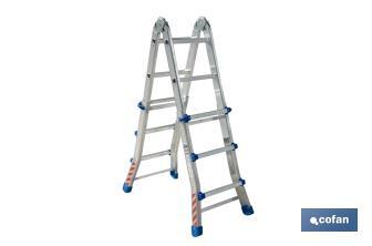 Multi-position Plus ladder | Aluminium | Available with different sizes and rungs | EN 131 Standard | Weight: 150 kilograms - Cofan