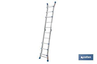 Multi-position Plus ladder | Aluminium | Available with different sizes and rungs | EN 131 Standard | Weight: 150 kilograms - Cofan