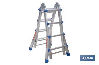 Multi-position Plus ladder | Aluminium | Available with different sizes and rungs | EN 131 Standard | Weight: 150 kilograms - Cofan