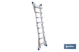 Multi-position Plus ladder | Aluminium | Available with different sizes and rungs | EN 131 Standard | Weight: 150 kilograms - Cofan