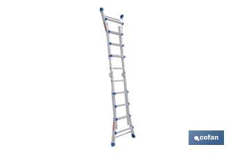 Multi-position Plus ladder | Aluminium | Available with different sizes and rungs | EN 131 Standard | Weight: 150 kilograms - Cofan