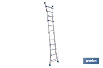 Multi-position Plus ladder | Aluminium | Available with different sizes and rungs | EN 131 Standard | Weight: 150 kilograms - Cofan