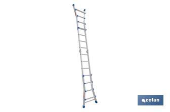 Multi-position Plus ladder | Aluminium | Available with different sizes and rungs | EN 131 Standard | Weight: 150 kilograms - Cofan