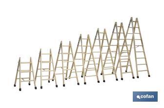 Escaleras de Madera Dobles de Alta Resistencia | Diferentes tamaños y alturas | Seguridad garantizada - Cofan
