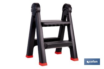 Escalera plegable de 2 peldaños | Superficie antideslizante | Compacta y segura | Carga de hasta 150 kg | Material: PP - Cofan