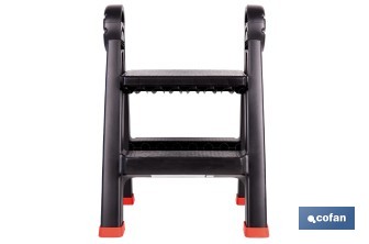 Escalera plegable de 2 peldaños | Superficie antideslizante | Compacta y segura | Carga de hasta 150 kg | Material: PP - Cofan