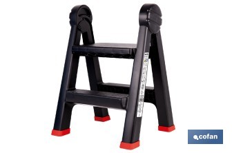 Escalera plegable de 2 peldaños | Superficie antideslizante | Compacta y segura | Carga de hasta 150 kg | Material: PP - Cofan