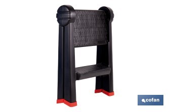 Escalera plegable de 2 peldaños | Superficie antideslizante | Compacta y segura | Carga de hasta 150 kg | Material: PP - Cofan