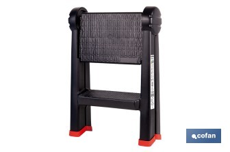 Escalera plegable de 2 peldaños | Superficie antideslizante | Compacta y segura | Carga de hasta 150 kg | Material: PP - Cofan