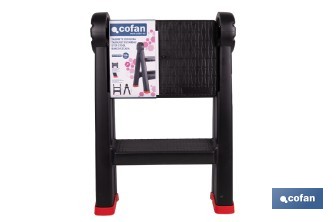 Escalera plegable de 2 peldaños | Superficie antideslizante | Compacta y segura | Carga de hasta 150 kg | Material: PP - Cofan