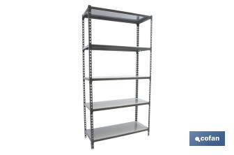 Steel shelving unit | Anthracite | Available with 5 tiers | Galvanised steel | Size: 1,800 X 900 X 400MM - Cofan