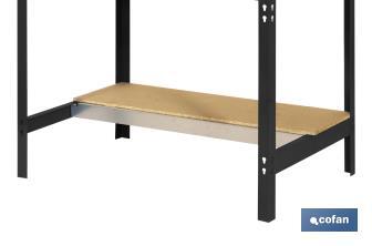 Banco de trabajo | Incluye panel perforado y 2 estantes de madera | Disponible en color antracita | Medidas: 1445 x 910 x 610 mm - Cofan