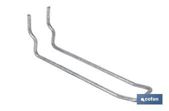 Set of 8 double hooks | Suitable for perforated tool panel | Material: zinc-plated steel - Cofan