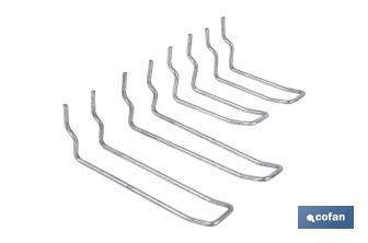 Set of 8 double hooks | Suitable for perforated tool panel | Material: zinc-plated steel - Cofan