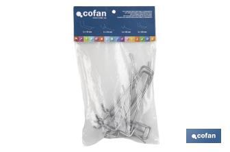 Set of 8 double hooks | Suitable for perforated tool panel | Material: zinc-plated steel - Cofan