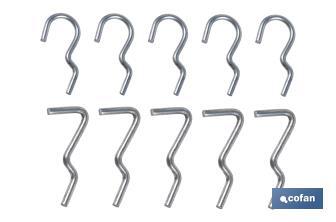 Set of 10 single pegboard hooks | Suitable for perforate tool panels | Available in various sizes | Material: Zinc-plated steel - Cofan