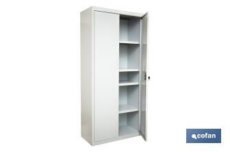 Armadio multiuso | Mobile con 2 porte e 4 ripiani | Materiale: acciaio | Dimensioni: 180 x 80 x 40 cm - Cofan