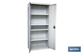 Multi-purpose cupboard | Accessory with 2 doors and 4 shelves | Material: steel | Sizes: 180 x 80 x 40cm - Cofan