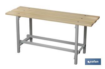 Changing room bench | Steel frame | Wooden seat | Size: 47.5 x 100 x 32cm - Cofan