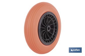 Rueda para carretilla de obra con rodamiento | Fabricada con llanta de ABS impinchable | Para pesos de hasta 120 kg - Cofan