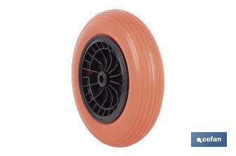 Rueda para carretilla de obra con rodamiento | Fabricada con llanta de ABS impinchable | Para pesos de hasta 120 kg - Cofan