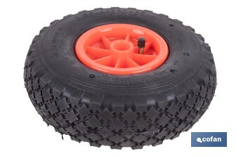Rueda para carretilla de almacén | Sin rodamiento | Fabricada con llanta de ABS neumática - Cofan